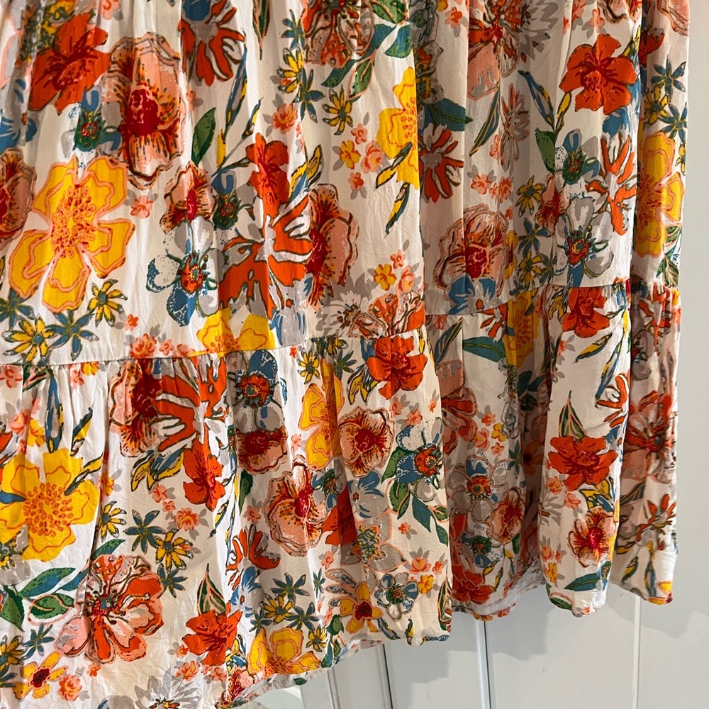 Floral Tiered Puff Sleeve Mini Dress - Multicolor - Picture 4 of 6
